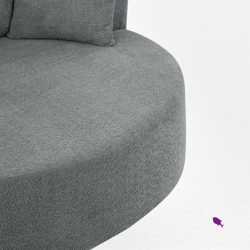 Fauteuil d'appoint pivotant surdimensionné, Gris, H 35,4 po x l 56,4 po x P 56,4 po