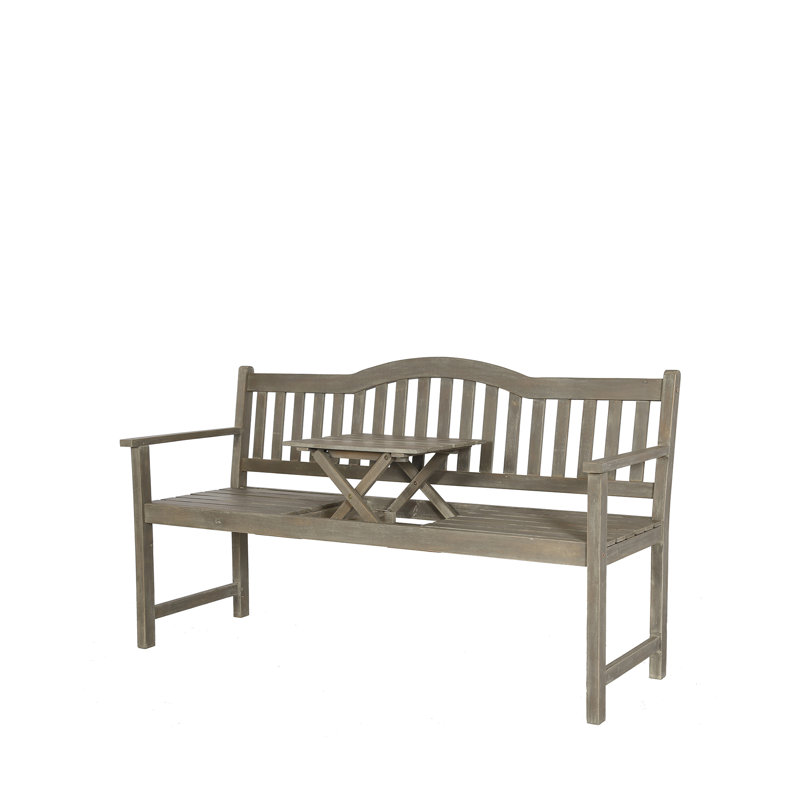 Aarna Solid Wood Acacia Outdoor Bench, Grey