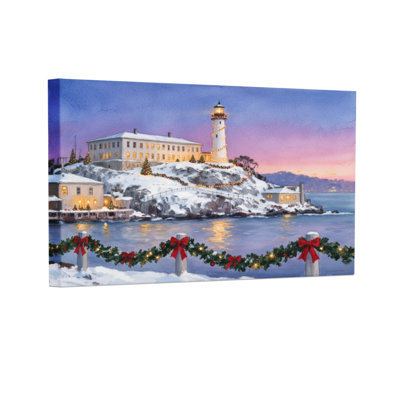 Phare de Noël d'hiver, ensemble de 3 reproductions d'art sur toile