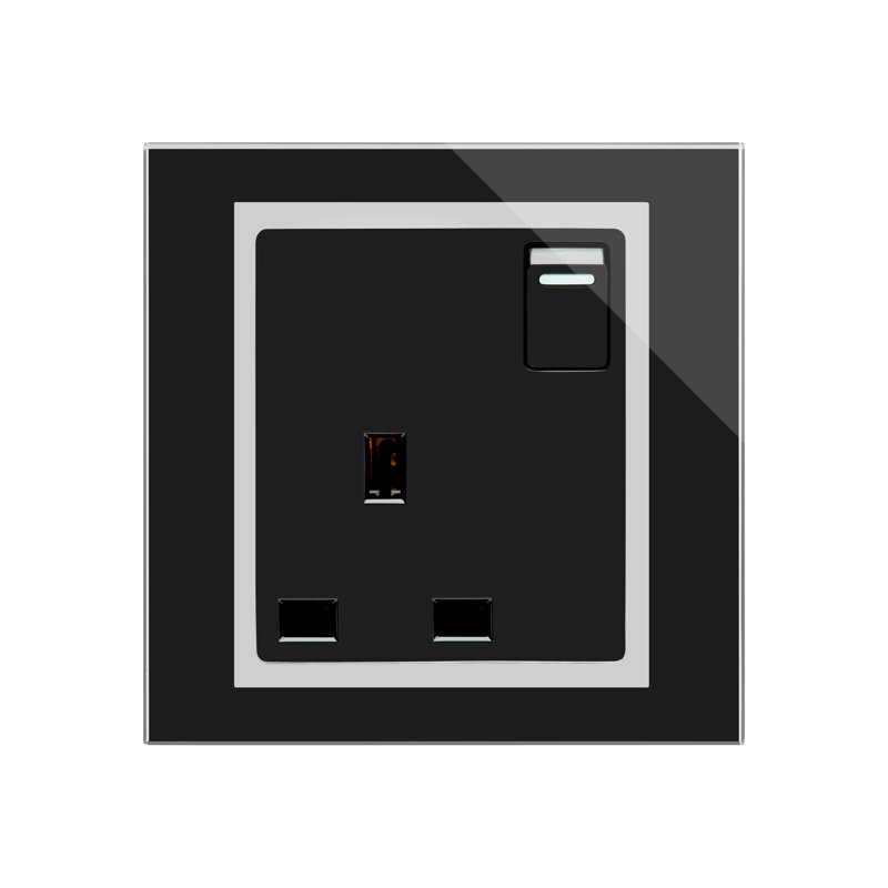 Crystal CT 13A Single Plug Socket With Switch White, Black