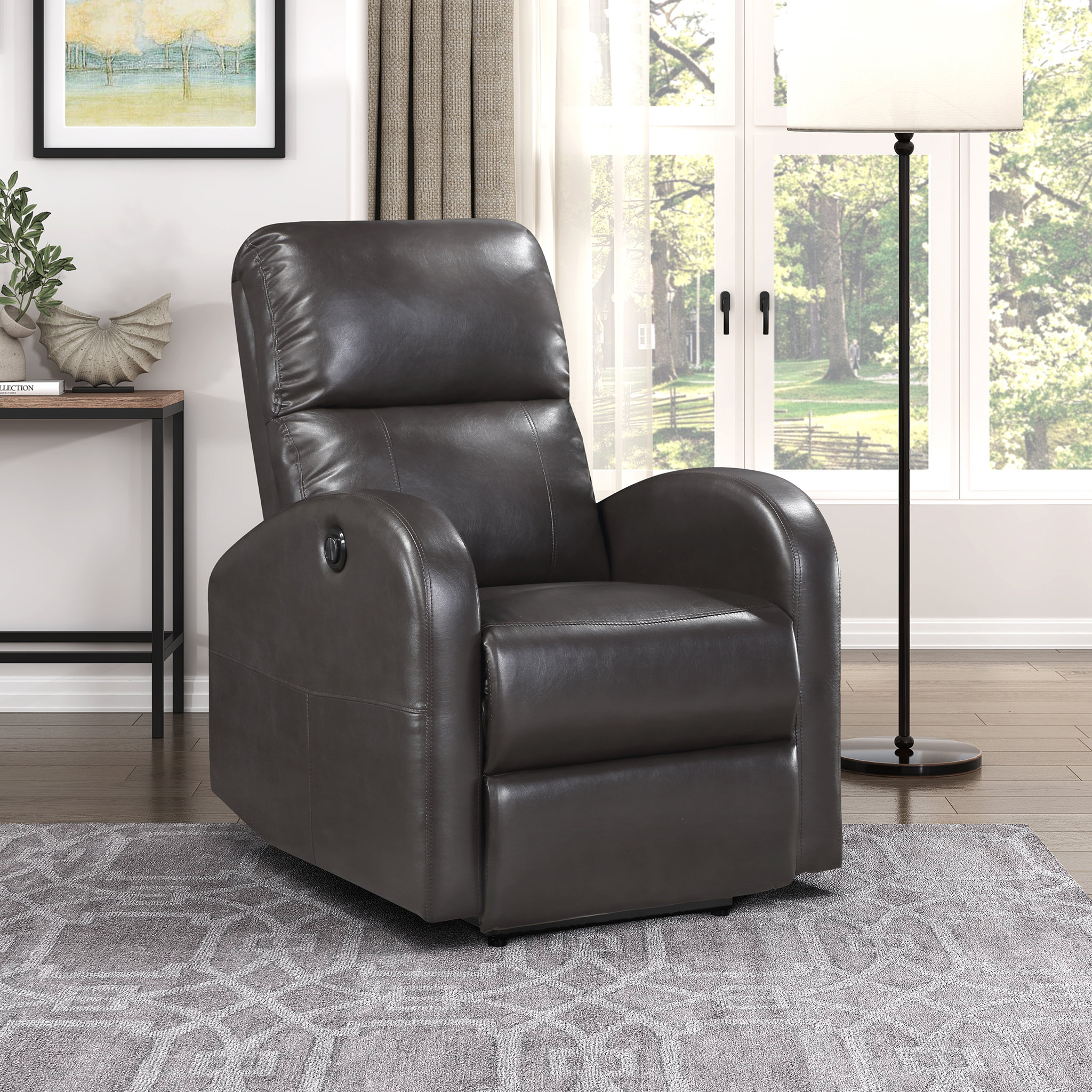 Latitude Run® Vinca Modern Vegan Leather Power Zero Clearance Recliner ...