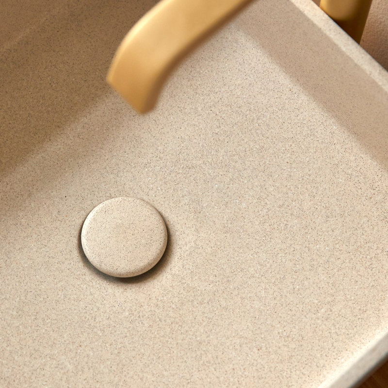 Thais Square Black Terrazzo Bathroom Sink, Cream