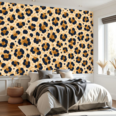 Papier peint adhésif peler et coller en cuir de peau de léopard, sans couture, adhésif, papier contact amovible, décoration murale pour salon, chambre à coucher H 69 po x l 96 po