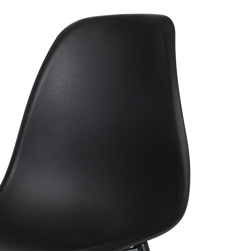 Kalie Pair of Plastic Dining Chairs, Black Metal Frame, Black