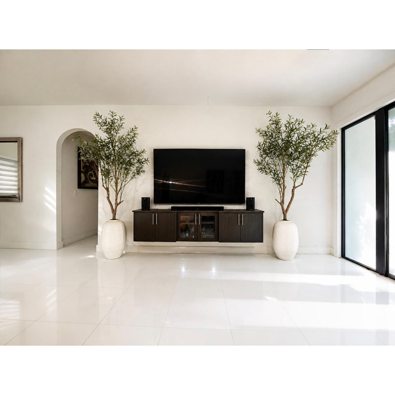 Artificial Olive Tree In White Konos Vase, White
