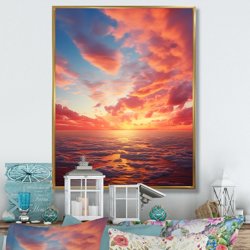 «Tillery Ocean Sunrise» sur toile, H 20 po x l 12 po x P 1 po, Cadre flottant doré