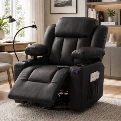 Fauteuil inclinable électrique pivotant avec fonction mémoire, rotation de 320 °, bascule douce, accoudoirs réglables et support pour téléphone