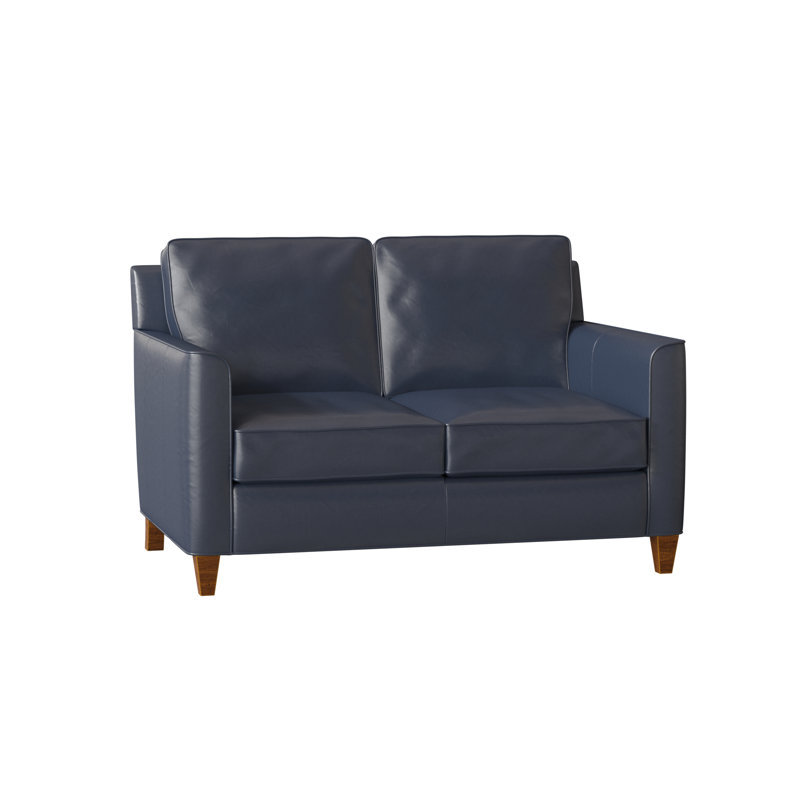 Yorba Leather Loveseat, New Classiques, Empyrean Mist Genuine Leather