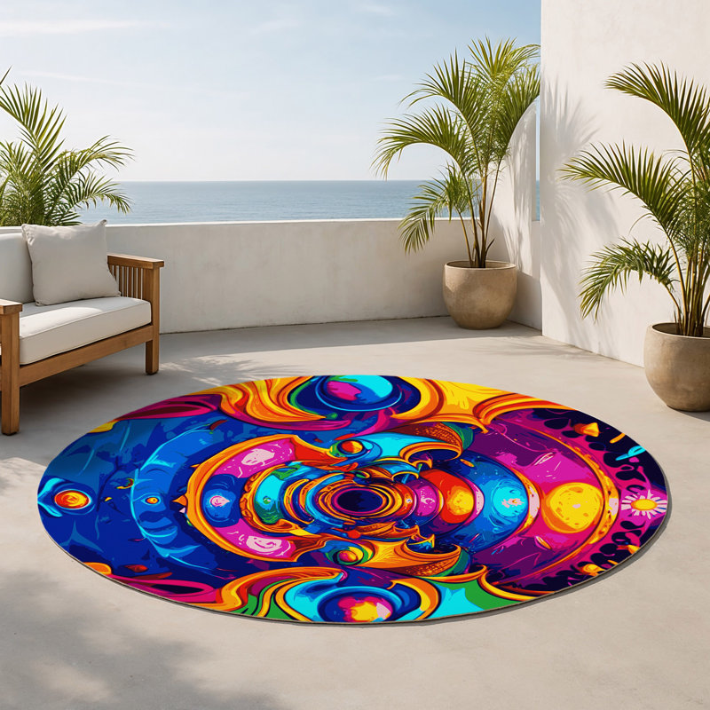 Tapis intérieur et extérieur Visionary Surge, Rond 5 pi