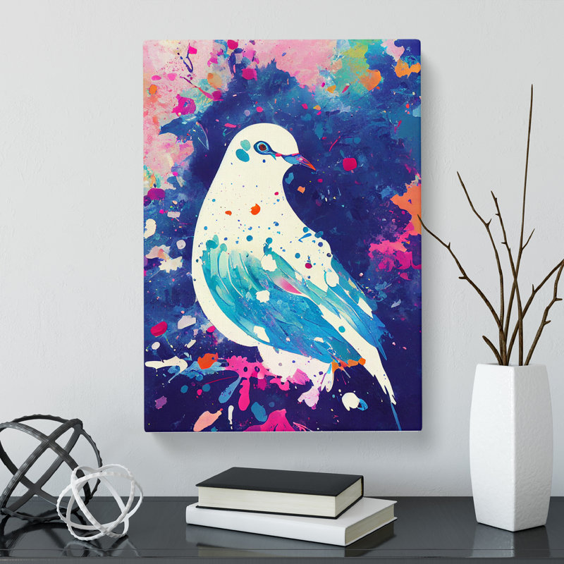 Raemoore Dove Bird Splatter Vol.3 - Wrapped Canvas, 50cm H x 35cm W x 3cm D