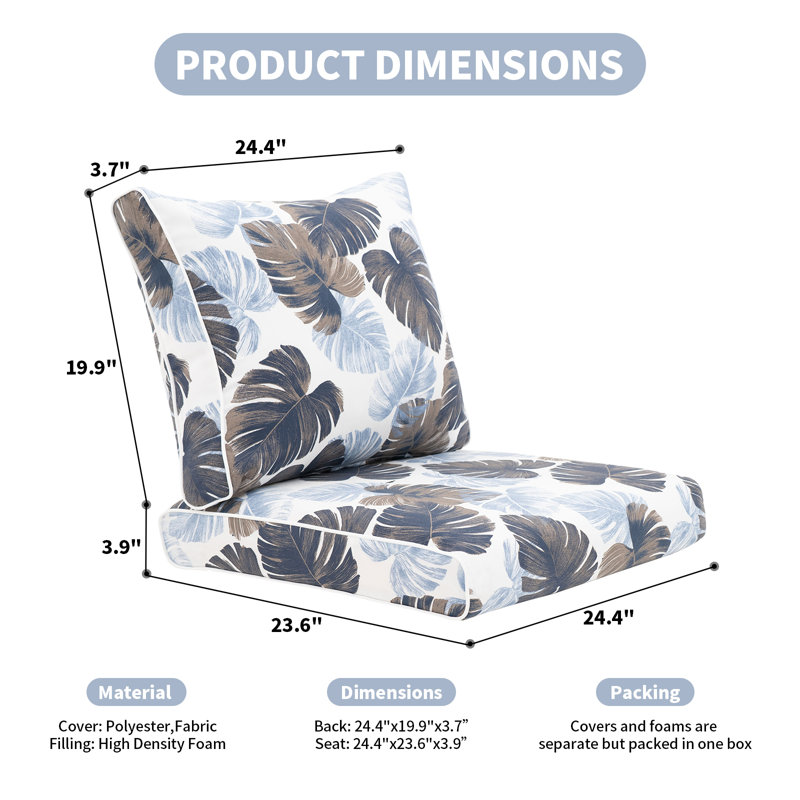 Coussin d'extérieur pour meubles de patio, Floral blanc
