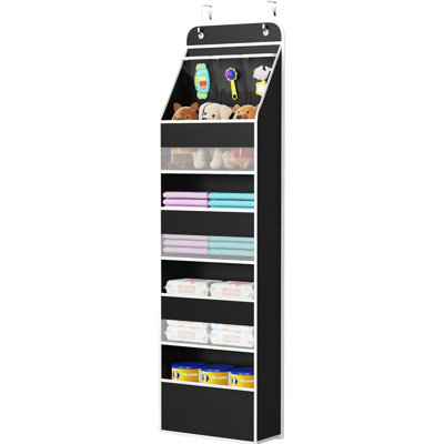 5-Shelf Black Fabric Over Door Hanging Organizer