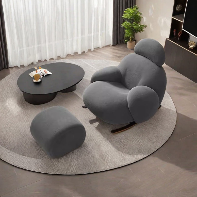 Modern Cream Style Casual Rocking Chair Rocking Chair, Grey