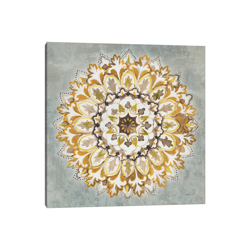 Mandala Delight II Yellow Gray by Danhui Nai - Wrapped Canvas Gallery-Wrapped Canvas Giclée, 30.48 cm H x 30.48 cm W