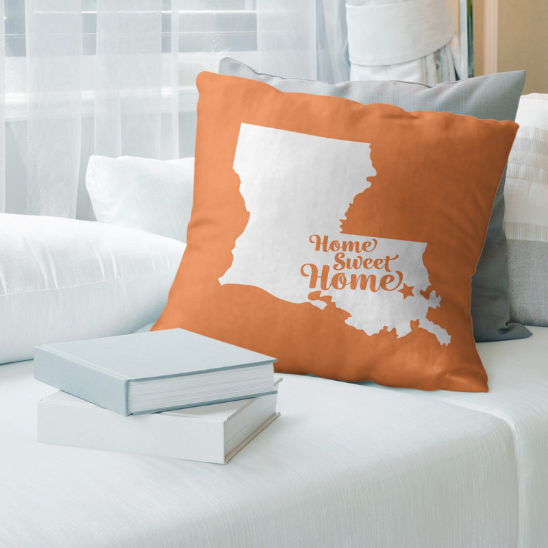 Coussin décoratif home, Nouvelle-Orléans, 18 po x 18 po, Orange