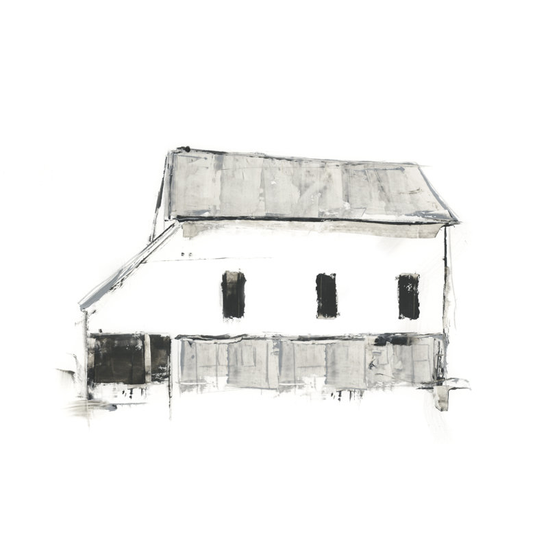 Grayscale Barn Study II by Ethan Harper - Wrapped Canvas Print, 30 cm H x 46 cm W