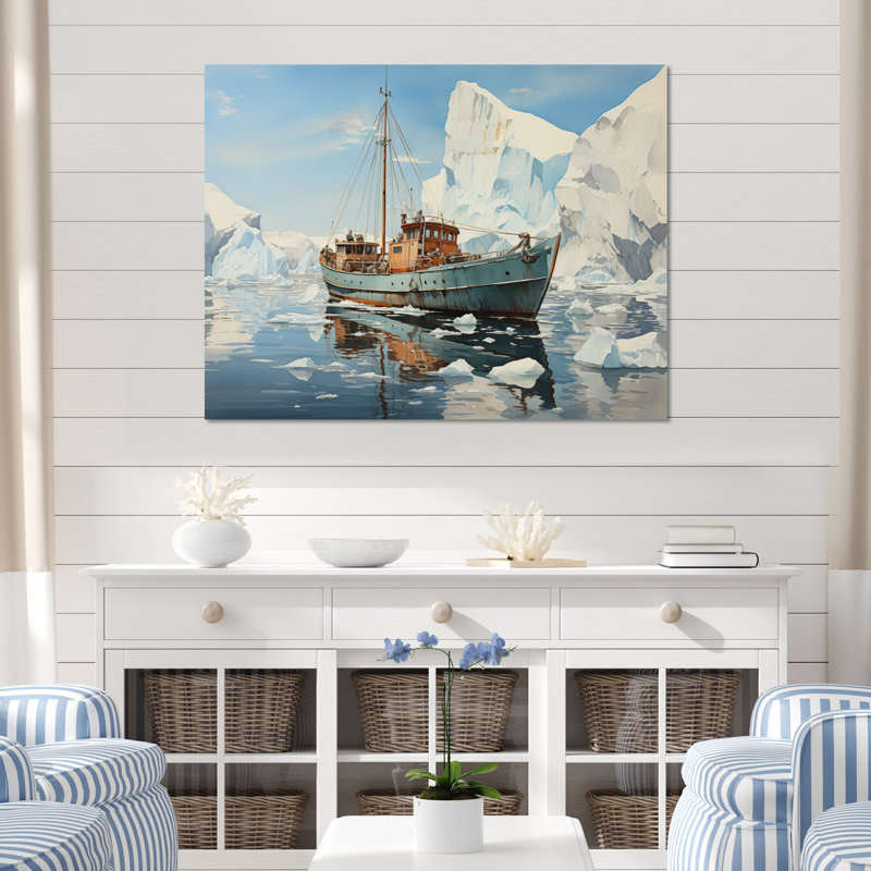 Bleu sarcelle blanc glacé Iceberg Wonder, H 12 po x l 20 po x P 1 po, Toile tendue