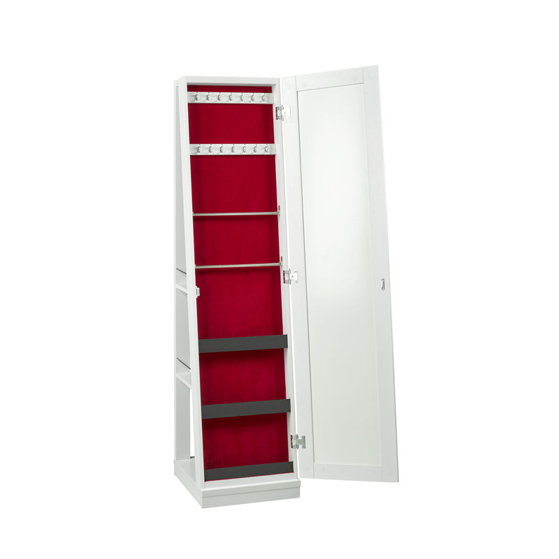 Armoire à bijoux avec miroir, noir, Blanc