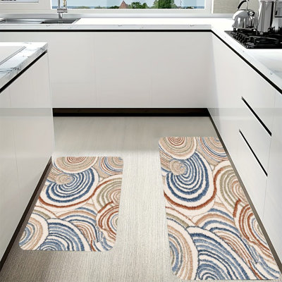 Cercles en spirale, 2 tapis de cuisine antidérapants