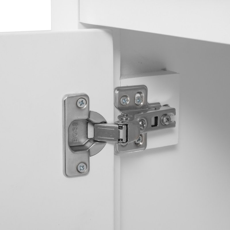 Meuble-lavabo en bois massif Meshayla avec armoire de rangement et tiroirs, base seulement