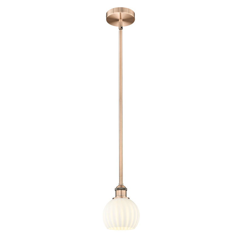 Luminaire suspendu 12 po Edison White Venetian, H 7,5 po x l 6 po x P 6 po, Cuivre antique