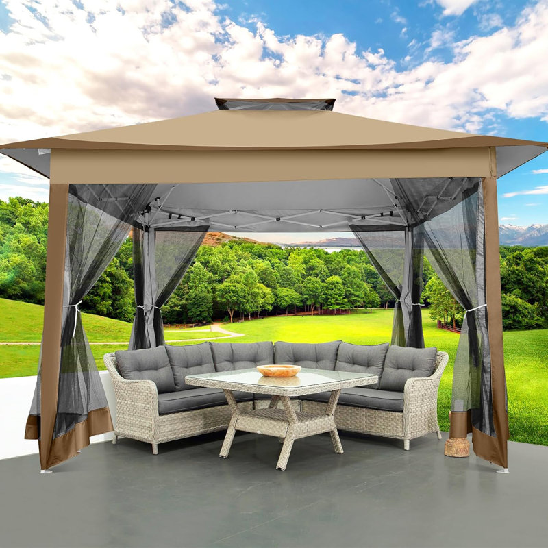 3.6m x 3.6m Steel Canopy, Dark Brown