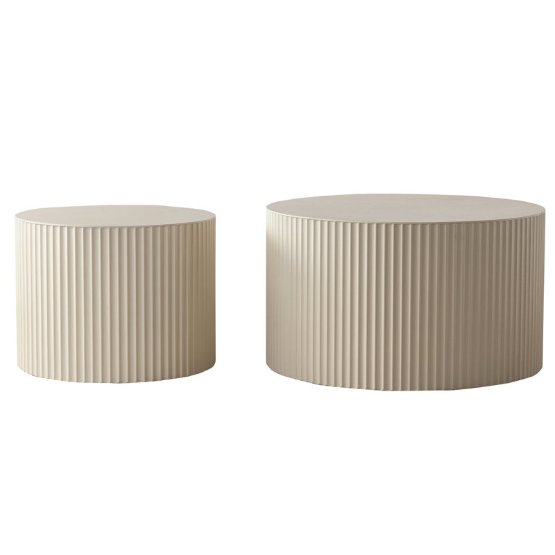 Table basse moderne beige - Extrémité latérale cylindrique pour balcon Wave Stripe