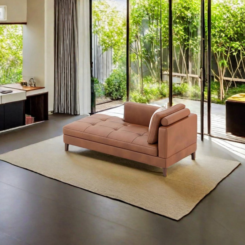 Chaise longue en similicuir Modern Creative Simple Leisure, Accoudoir à droite (vu de face)