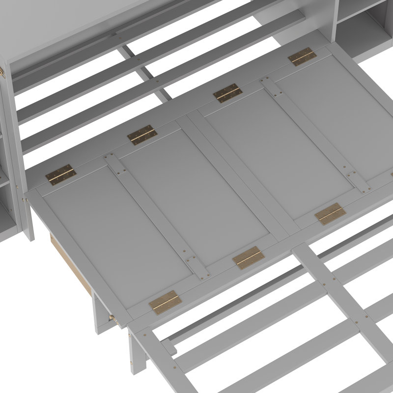 Space-Saving Full Murphy Bed With Storage, Light Gray