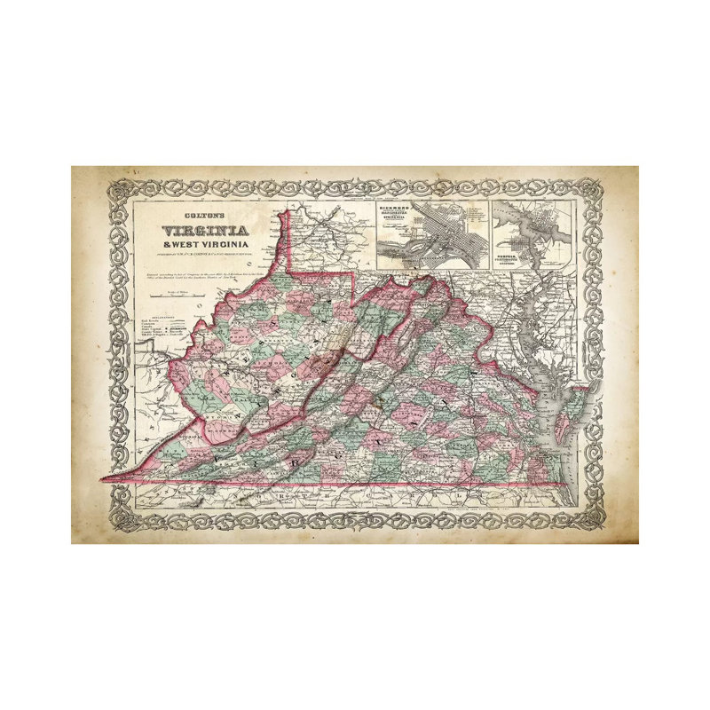 West Virginia Map by PatentPrintStore - Wrapped Canvas Print, 101.6 cm H x 66.04 cm W x 1.91 cm D
