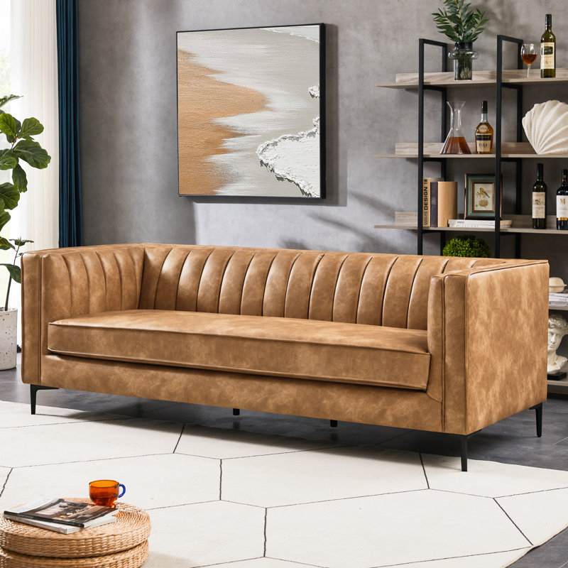 Pecora 84'' Faux Leather Sofa