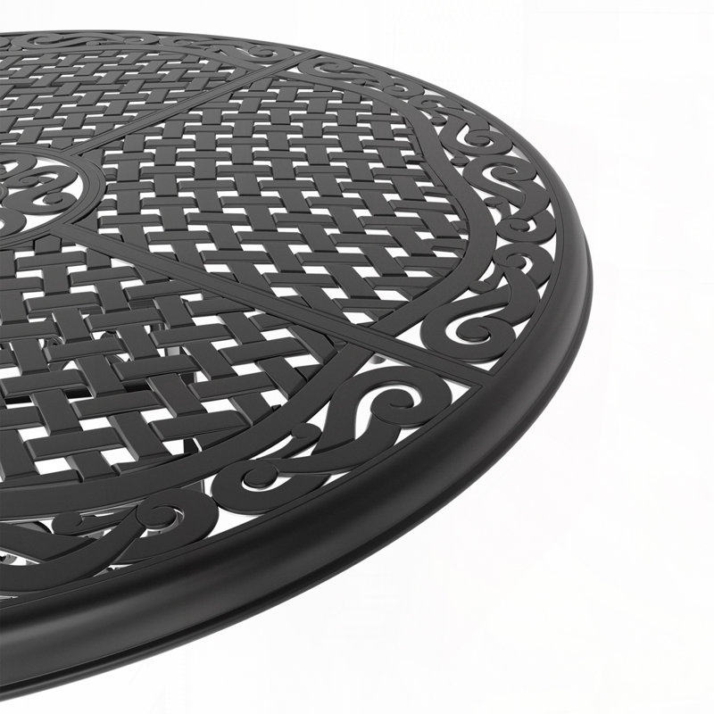 Table de salle à manger de patio avec cadre en aluminium et trou pour parasol