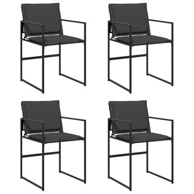 Latitude Run® Patio Chairs With Cushions 4 Pcs Black Steel And PVC-Coated Polyester