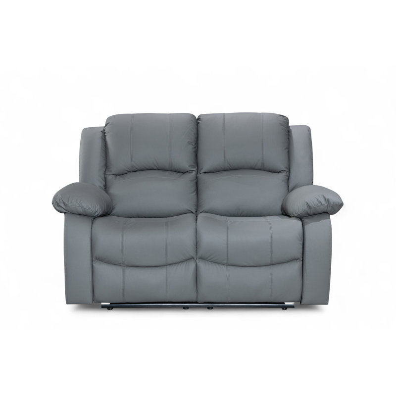 Aesir 3 Seater Faux Leather Reclining Sofa, Grey, 2