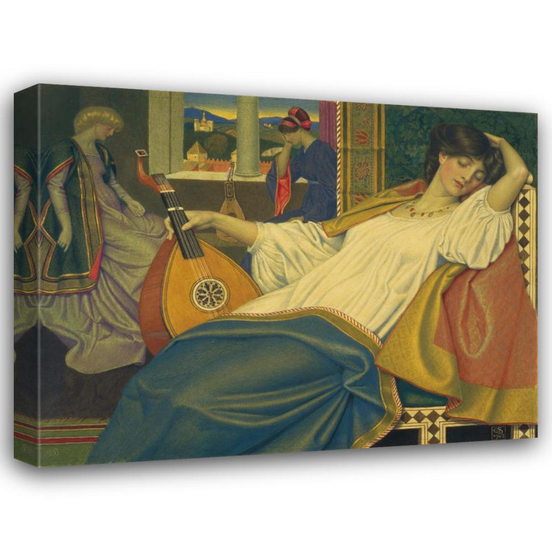 "La belle au bois dormant" par Joseph Edward Southall - Art mural sur toile tendue avec châssis, H 18 po x l 14 po