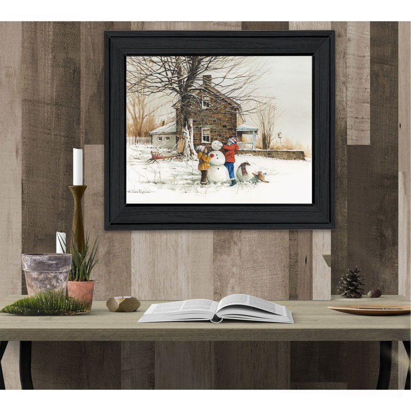 «The Joy of Snow» par John Rossini, art mural imprimé, affiche prête à accrocher, cadre noir