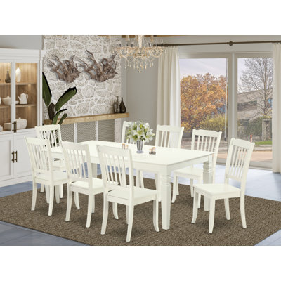 Ladner 8 - Person Rubberwood Solid Wood Dining Set