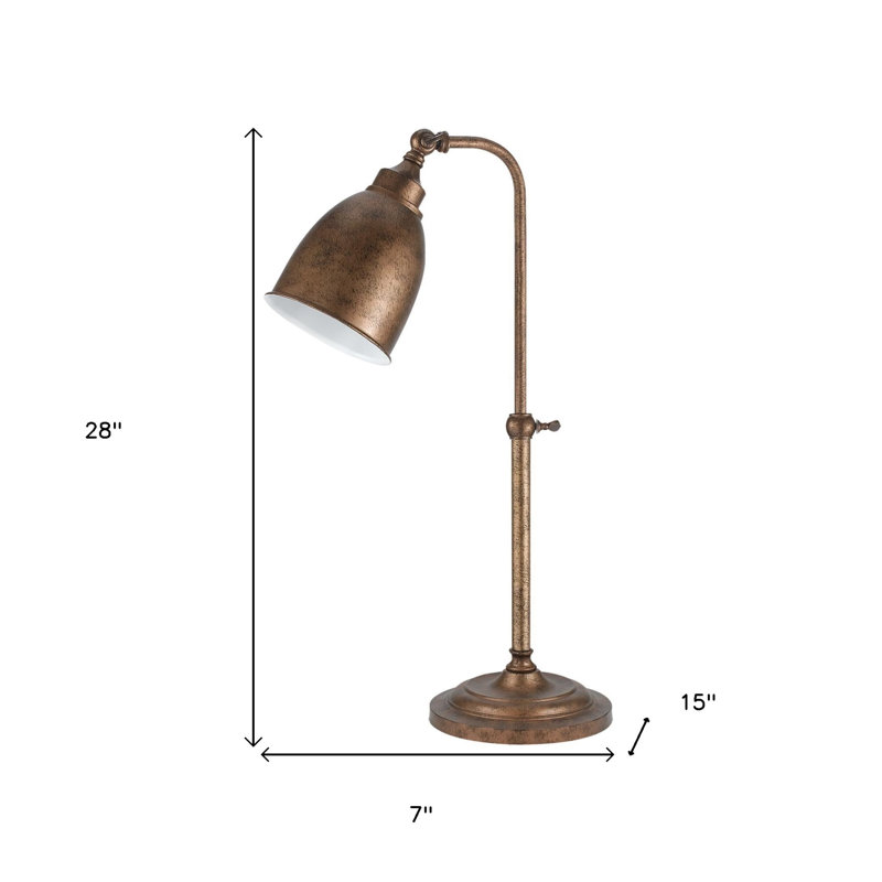 Lampe de table lanterne réglable en métal 28 "avec abat-jour dôme Aieden, rouille
