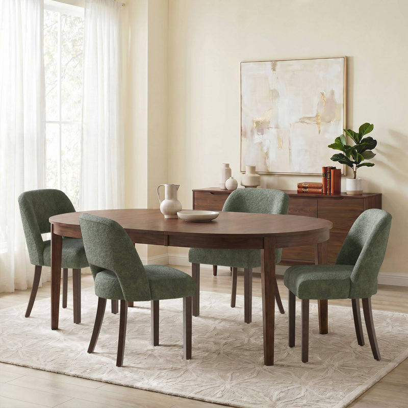 Chaise rembourrée en chenille moderne avec pieds en bois massif, chaise d'appoint Mid-Century pour cuisine et salle à manger