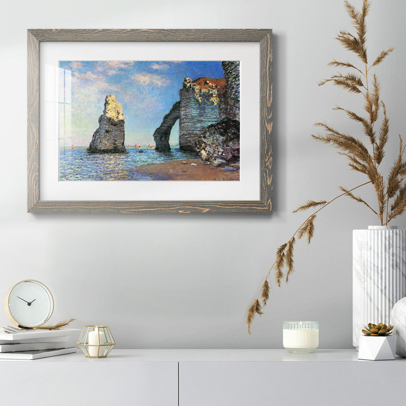 Les falaises rocheuses d'Étretat par Monet, H 14 po x l 20 po x P 1,5 po, Gris
