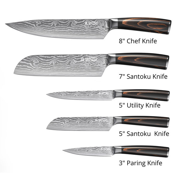 Yatoshi 5 Knife Set - Pro Kitchen Knife Set Ultra Sharp High Carbon  Stainless Steel with Ergonomic Handle