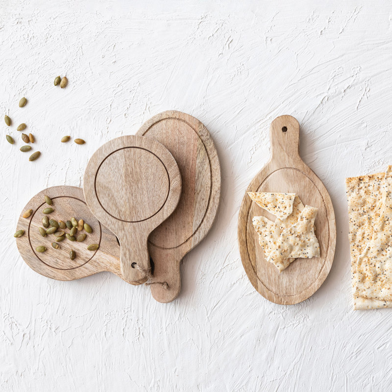 Mini planches de service en bois avec poignées