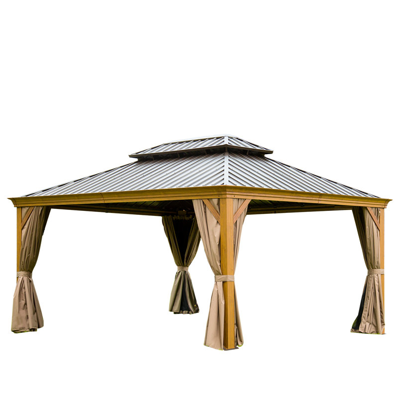 Pavillon de jardin 12 pi x 16 pi avec toit en acier galvanisé et structure en aluminium