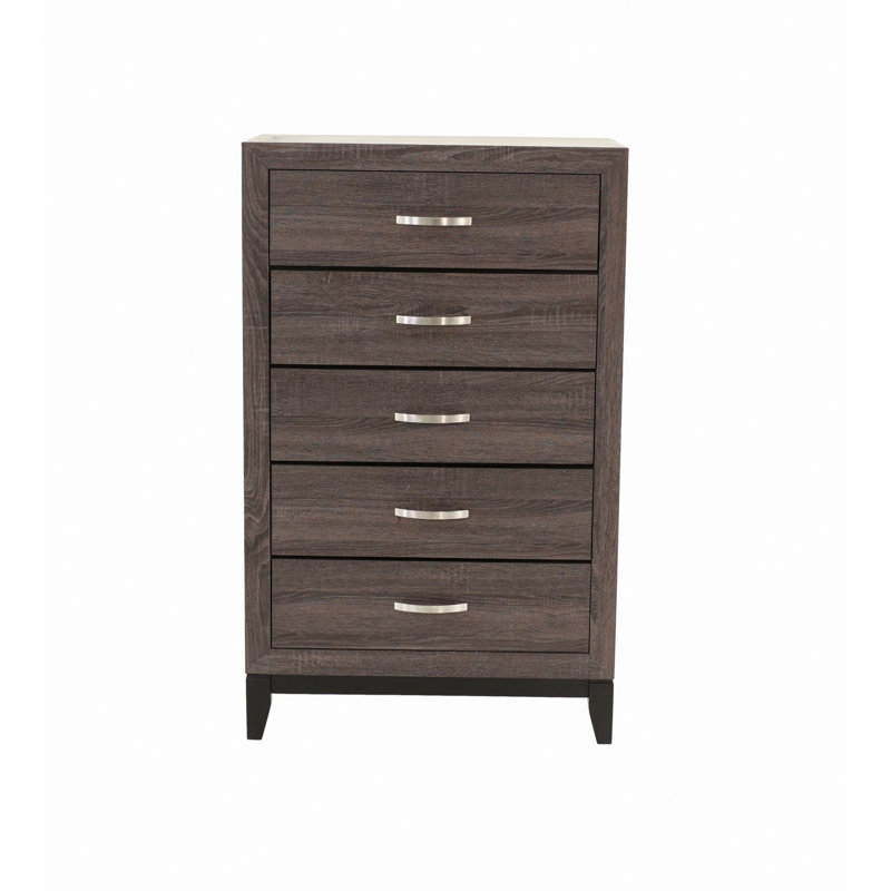 Commode rustique pour chambre à coucher, commode en bois à 5 tiroirs, commode de rangement pour chambre à coucher