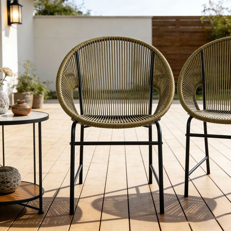 Ensemble de chaises de patio en osier, Vert
