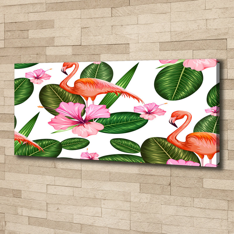 Flamingos And Plants - Wrapped Canvas Print