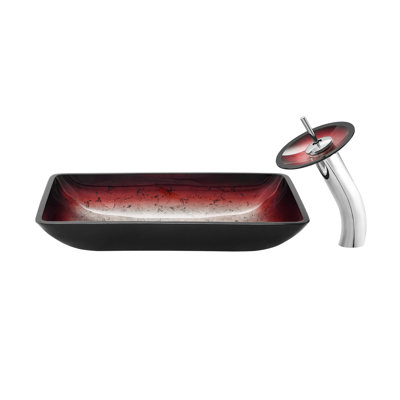 Cascade Rectangular Glass Vessel Sink with Faucet