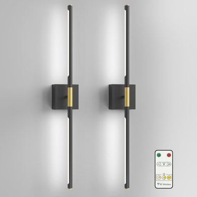 28.3'' Timer LED Flush Mounted Sconces, 6000K Wallchiere Battery Operated