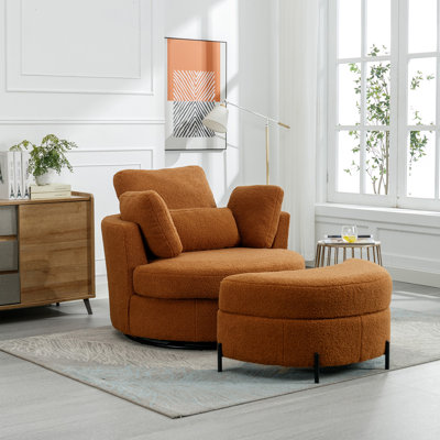 Fauteuil demi-tonneau pivotant de 42,2 po de large et demi avec repose-pieds Sherpa