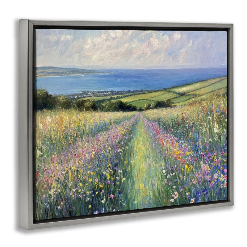 Cadre flottant impressionniste Wildflower Hills, design par Petal Prints Design, H 25 po x l 31 po